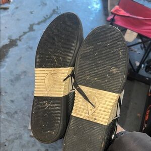 Valentino Garavani Black and Gold Boat Shoes